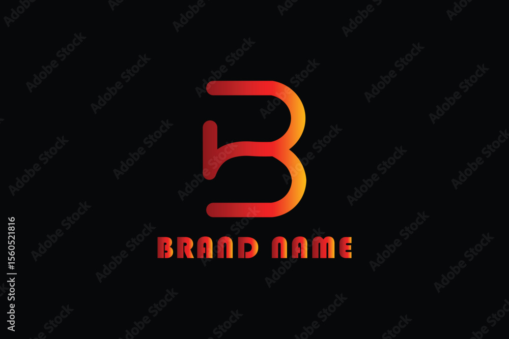 Fototapeta premium Bold orange gradient letter B logo with modern geometric 