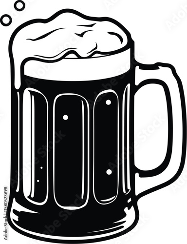 Frothy beer mug silhouette dark drink icon