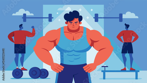 As he looked around at the gym he noticed the obsession with achieving a specific body type. He chose to reject these unrealistic standards and focus on his own progress and. Vector illustration