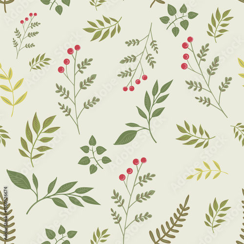 Simple liberty forest leaves rustic vector pattern for textile, wallpapers