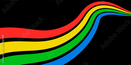 Colored Olympic Games abstract curved rainbow wave isolated, colorful banner stripes. Eps10