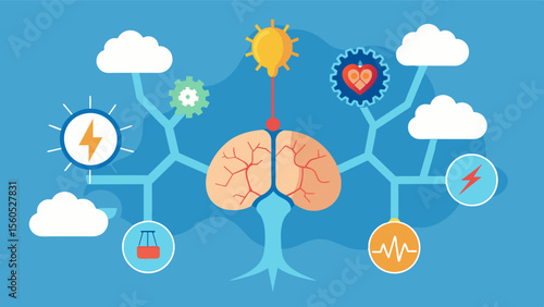 A series of illustrations depicting the effects of chronic stress on brain neurons showing the shrinkage of dendrites and impaired communication between neurons. This visual. Vector illustration