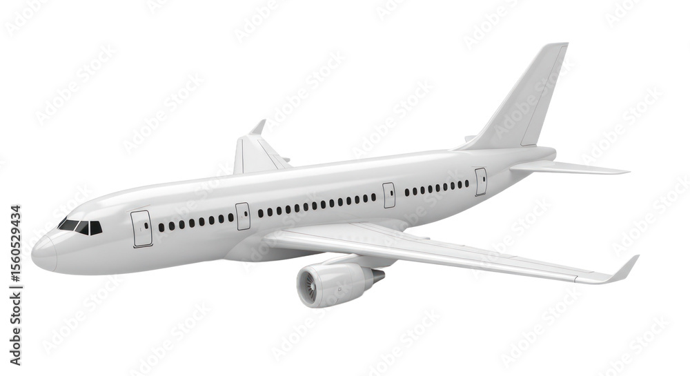 White Passenger Airplane Side View Isolated on Transparent Background White Passenger Airplane Side View Isolated on Transparent Background