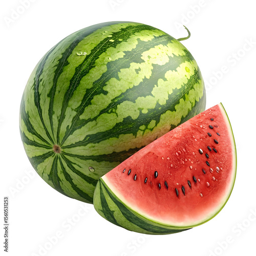 High-Resolution 3D Render of Fresh Ripe Watermelon