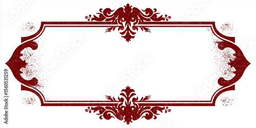 Elegant red vintage frame with floral ornaments adding a touch of retro charm