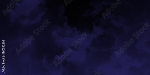 Abstract dark blue watercolor cloudiness, mist, or smog background. Dark navy blue sky with black background and blurred pattern. Vivid textured aquarelle painted art design background.	