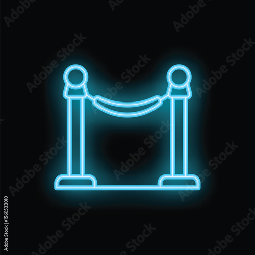 Glowing neon blue icon of a barrier rope, representing access restriction for an event or area