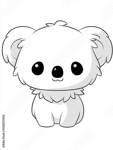 Adorable koala bear sitting and looking forward cartoon illustration