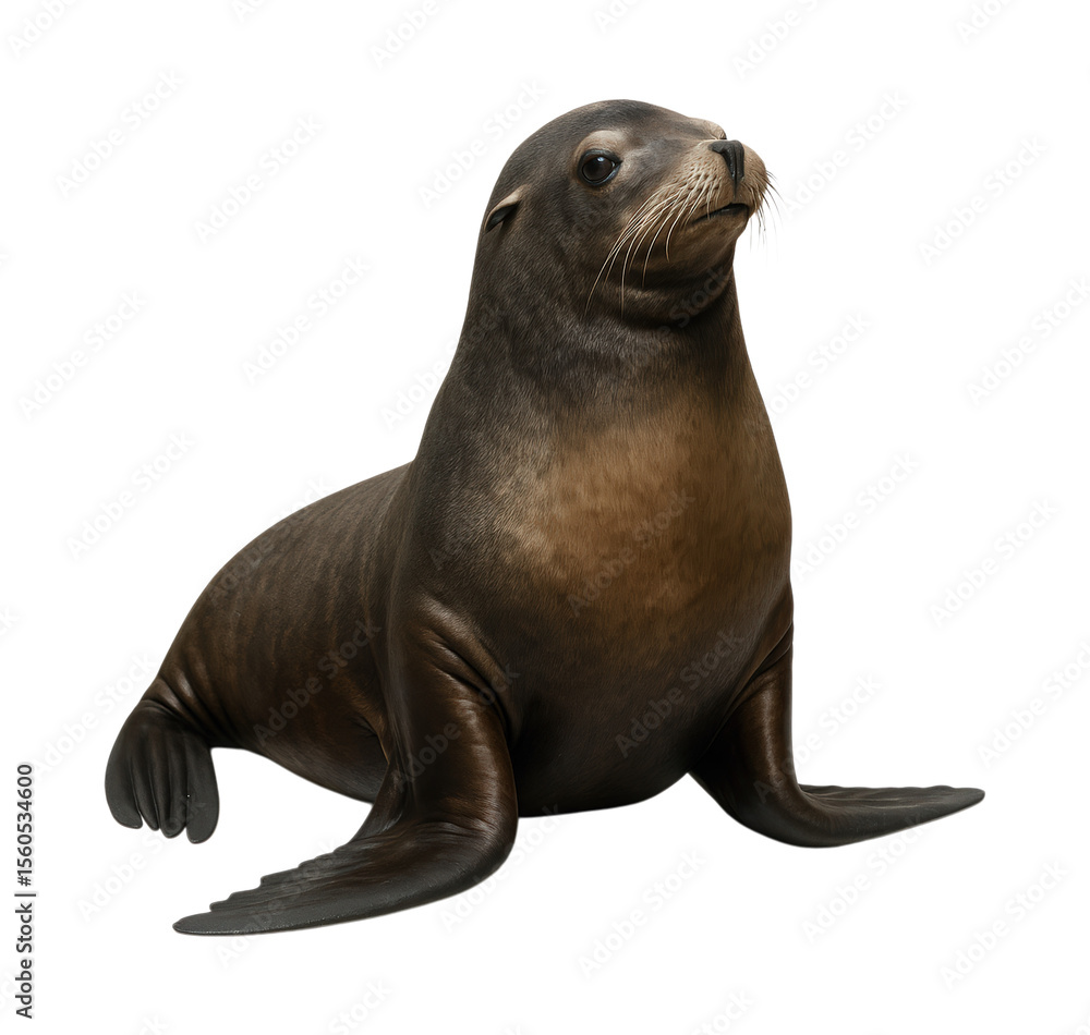 Fototapeta premium Majestic Sea Lion Portrait Captured in Detail, Showcasing Its Graceful Features and Natural Beauty, Isolated on Transparent and White Background