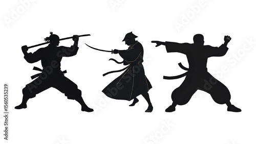 kungfu vector silhouette set