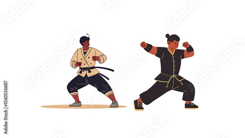 kungfu vector silhouette set