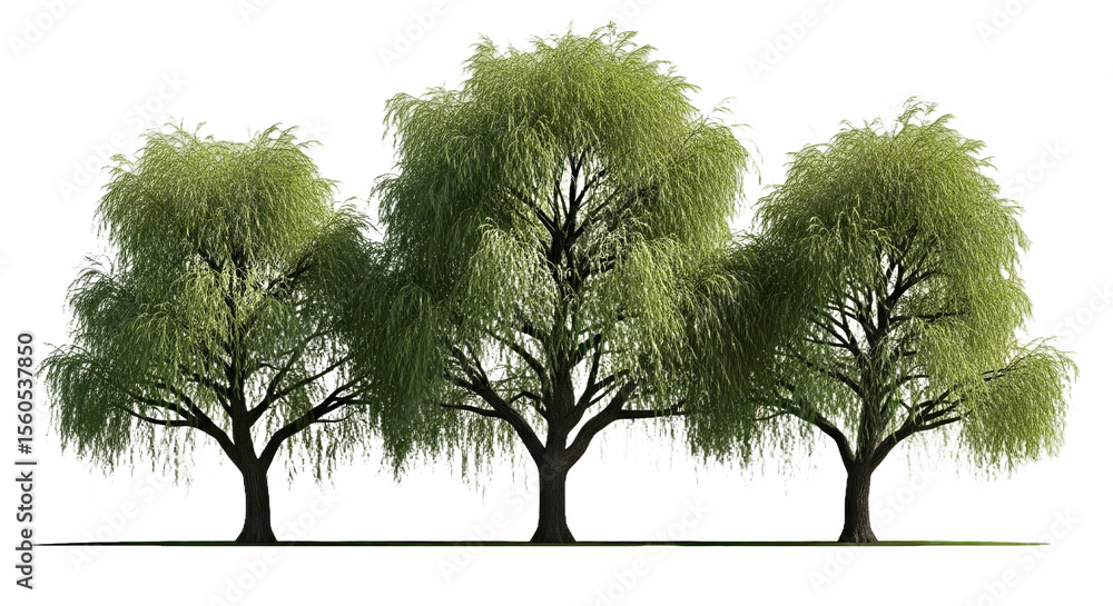 Fototapeta premium Isolated Salix Babylonica (Weeping Willow) - Elegant Street Tree Cutout