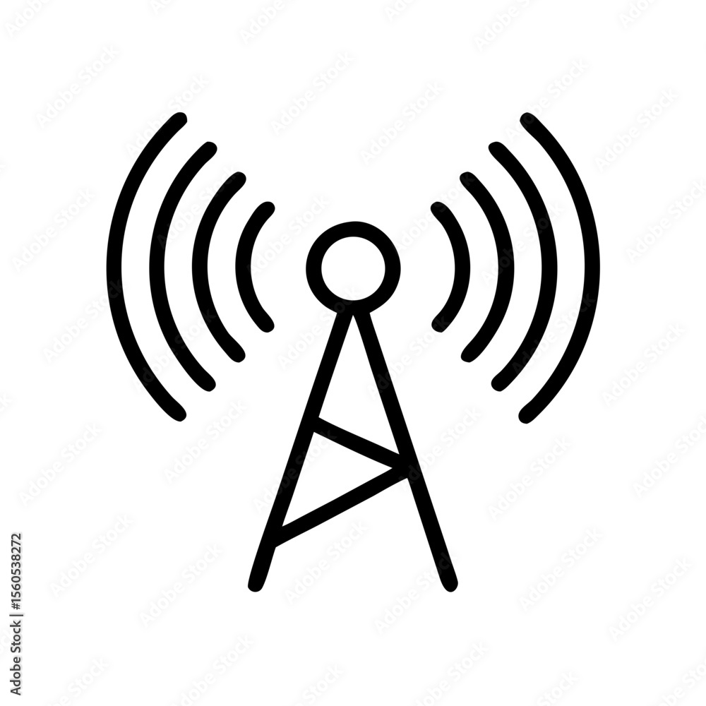 Minimalist Black Line Icon of Wi-Fi Signal Communication Tower
Minimalist Black Line Icon of Wi-Fi Signal Communication Tower