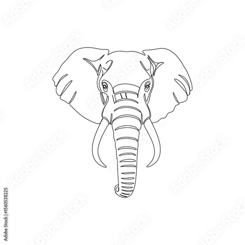 Line art illustration of elephant head