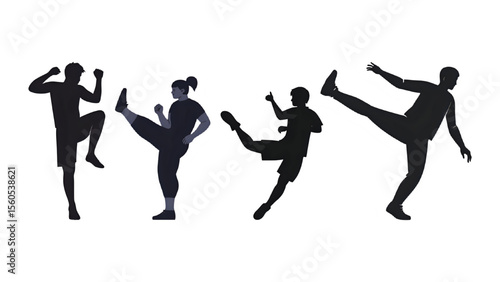 kungfu vector silhouette set