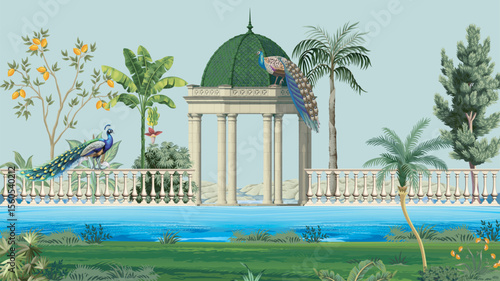 swimming pool in tropical resort