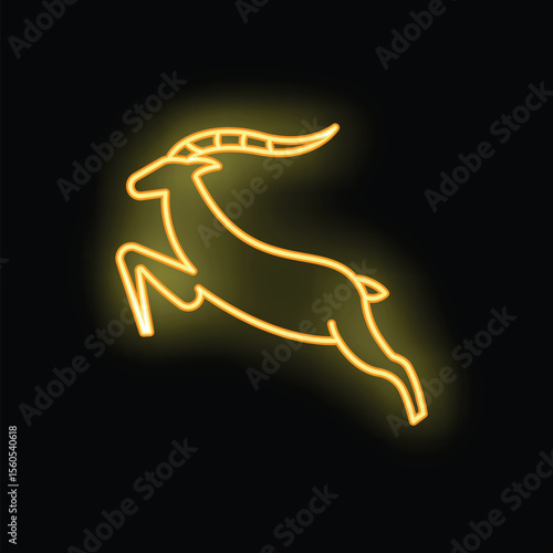 This neon sign of a springbok gazelle jumping is a vibrant and energetic image