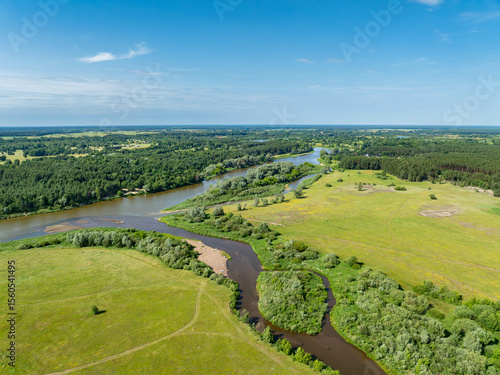 Meeting of two rivers, Liwiec River flowing into the Bug River, near the village of Kamieńczyk, Poland