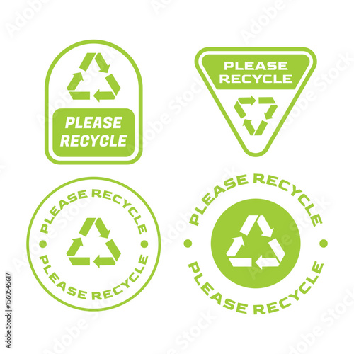 Vector Set of Environmental Labels with Please Recycle Message