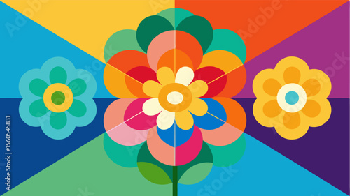 A colorful mosaic of flowers each one representing a different memory or moment in time showcasing the way art can be used as a mnemonic device.. Vector illustration
