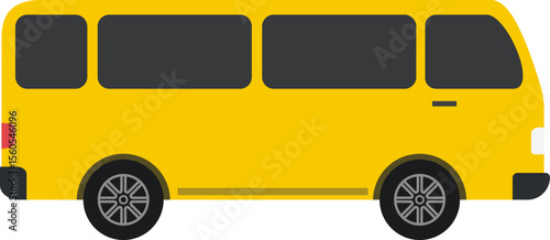 Yellow Minivan Flat Illustration