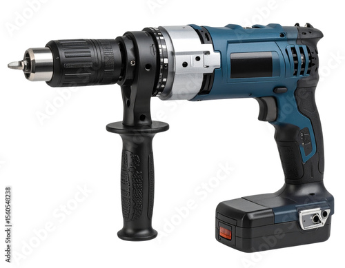 Heavy-duty industrial impact wrench with metal casing, isolated on transparent background