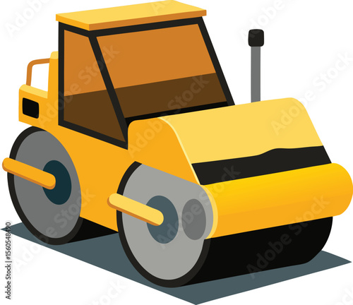 Illustration of a heavy asphalt roller machine on a clean white background for construction and road work