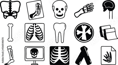 15 clean vector x ray scan icons  chest x ray  ha.eps