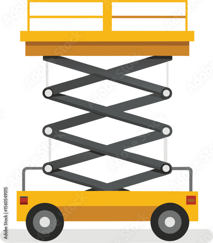 Clean illustration of a scissor lift on a white background suitable for construction or industrial themes