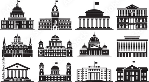 Collection of Government and Public Buildings Silhouettes