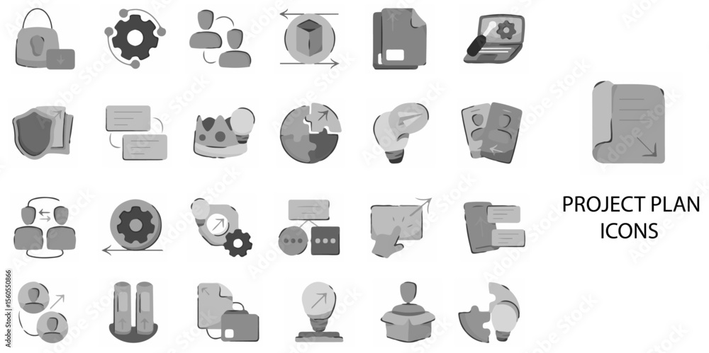 Project Plan simple concept 24 hand drawn Grew color icons set .Vector illustration. Project Plan simple concept 24 hand drawn Grew color icons set .Vector illustration.