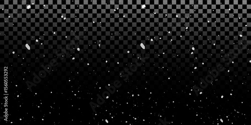 Snow flakes winter snowfall white light vector background. Christmas background, white snow on black background for edit photo.	