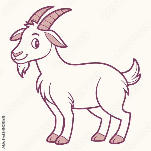 Cartoon goat character standing with a friendly expression  