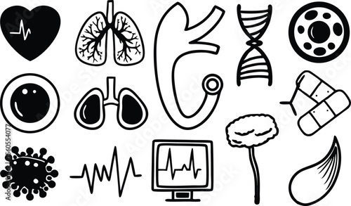 15 flat vector icons of human circulatory system .eps
