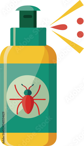 Clean and white background design for insect repellent spray with vibrant color accents