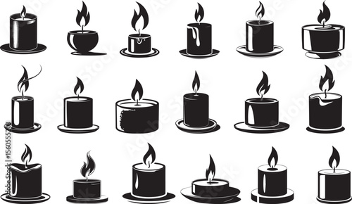 Burning Candles Icons Set