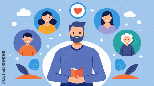 He recounts the years of therapy support groups and selfreflection it took to heal.. Vector illustration