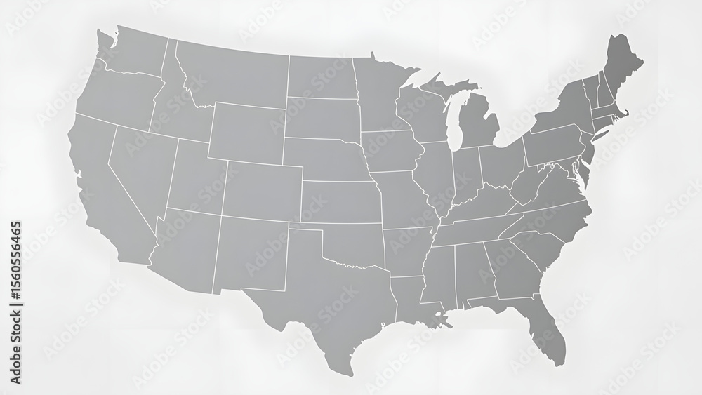 Fototapeta premium United States map gray states isolated on a transparent background