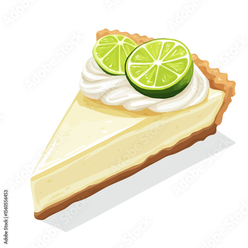 Key Lime Pie, cartoon vector illustration, flat 2D isometric style, white background.