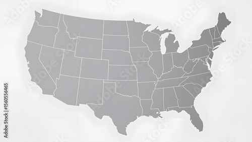 United States map gray states isolated on a transparent background