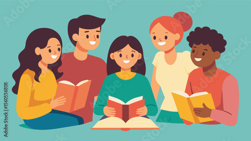 A group of friends sharing stories and reminiscing but one person is unable to remember certain details.. Vector illustration