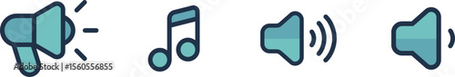 Audio and Sound Vector Icon Set.