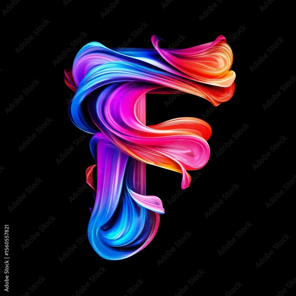 Fototapeta premium Letter F Vibrant Letter Overlay Collection with Radiant Flow Design Elements in JPG Format for Creative and Commercial Use