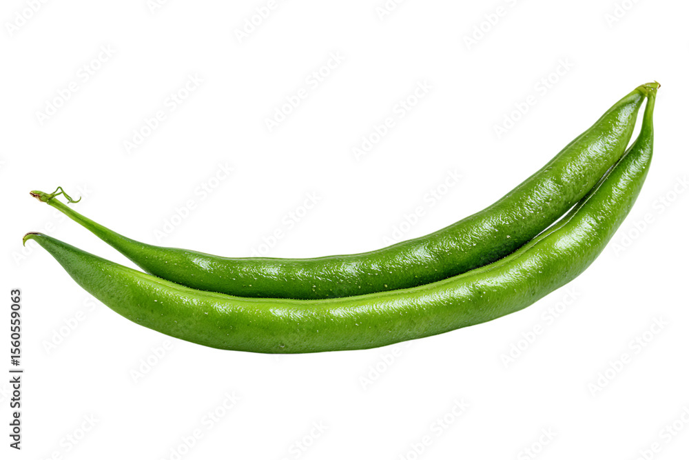 Two fresh green beans isolated on black background Two fresh green beans isolated on black background