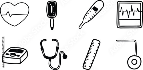 vital signs icon set  heart rate  pulse graph  te.eps