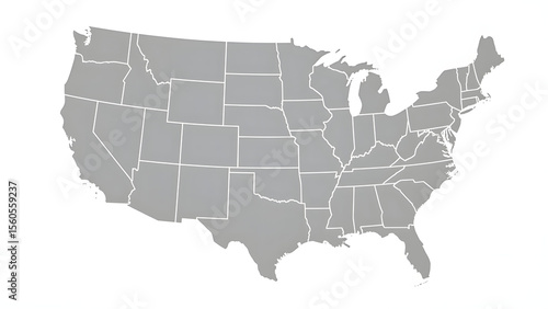 United States map with state outlines isolated on a transparent background