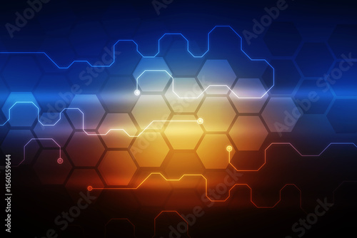 2d illustration Abstract futuristic electronic circuit technology background