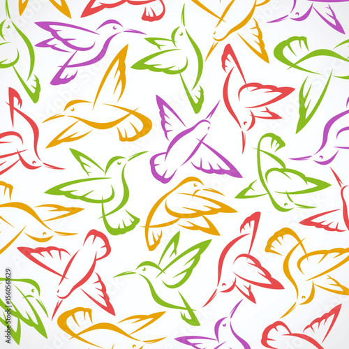 Colibri background, pattern set. Collection icon colibri. Vector