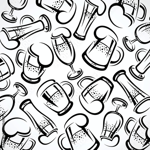 Beer background, pattern set. Collection icon beer. Vector