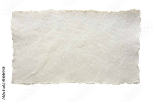 Blank White Paper Sheet with Ragged Edges Isolated on Transparent Background